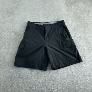 Orvis Mens Black Cargo Shorts Size 32 Stretch Polyester With Pockets 3363